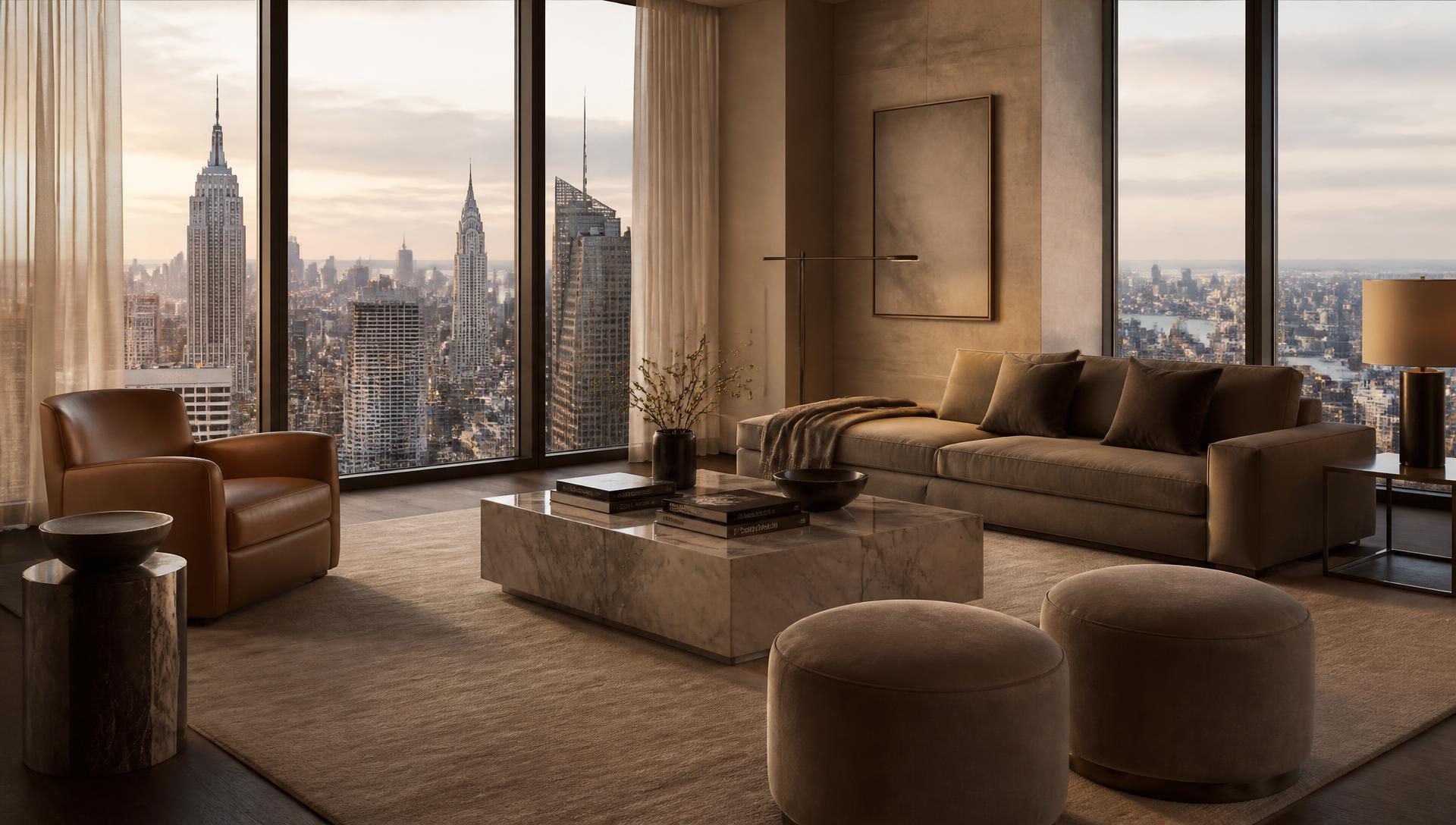 Skyline Living Room — Residential Design project in Midtown East